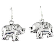 Indonesian bali style solid 925 sterling silver elephant earrings jewelry p3963