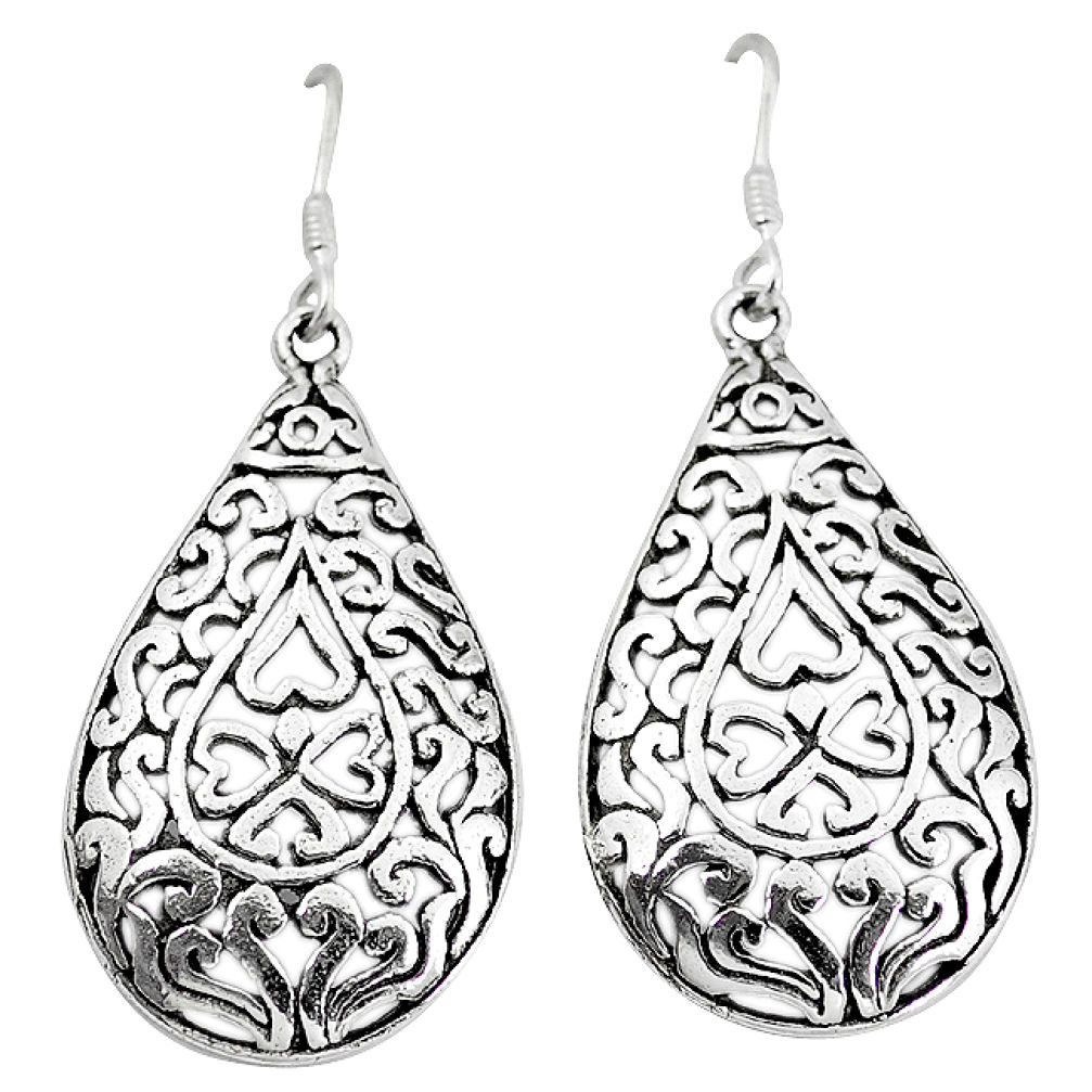 Indonesian bali style solid 925 sterling solid silver earrings jewelry p3974