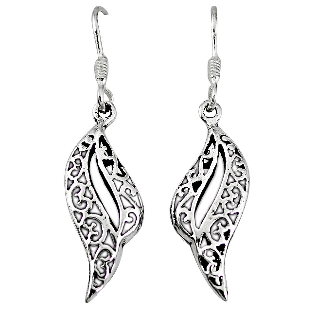 Indonesian bali style solid 925 sterling plain silver dangle earrings p4033