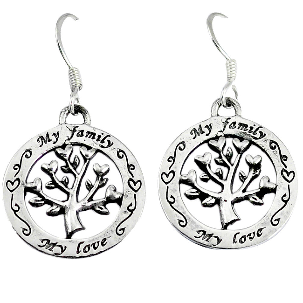 Indonesian bali style solid 925 silver tree of life earrings jewelry p4039