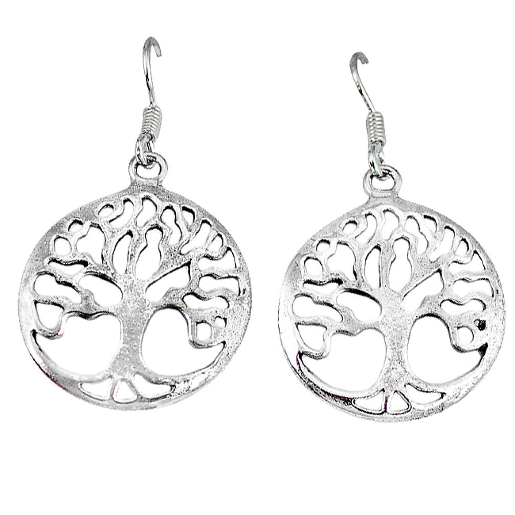 6.08gms indonesian bali style solid 925 silver tree of life earrings p4062