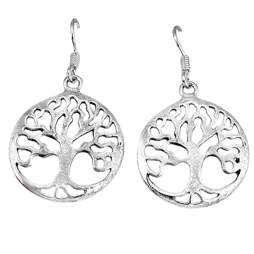 5.69gms indonesian bali style solid 925 silver tree of life earrings p4083