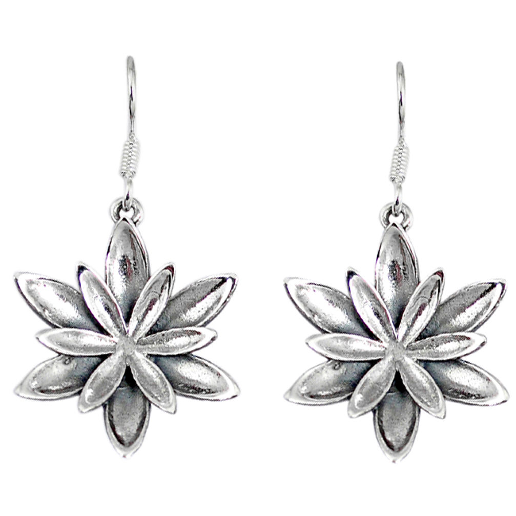 5.79gms indonesian bali style solid 925 sterling silver flower earrings p4087