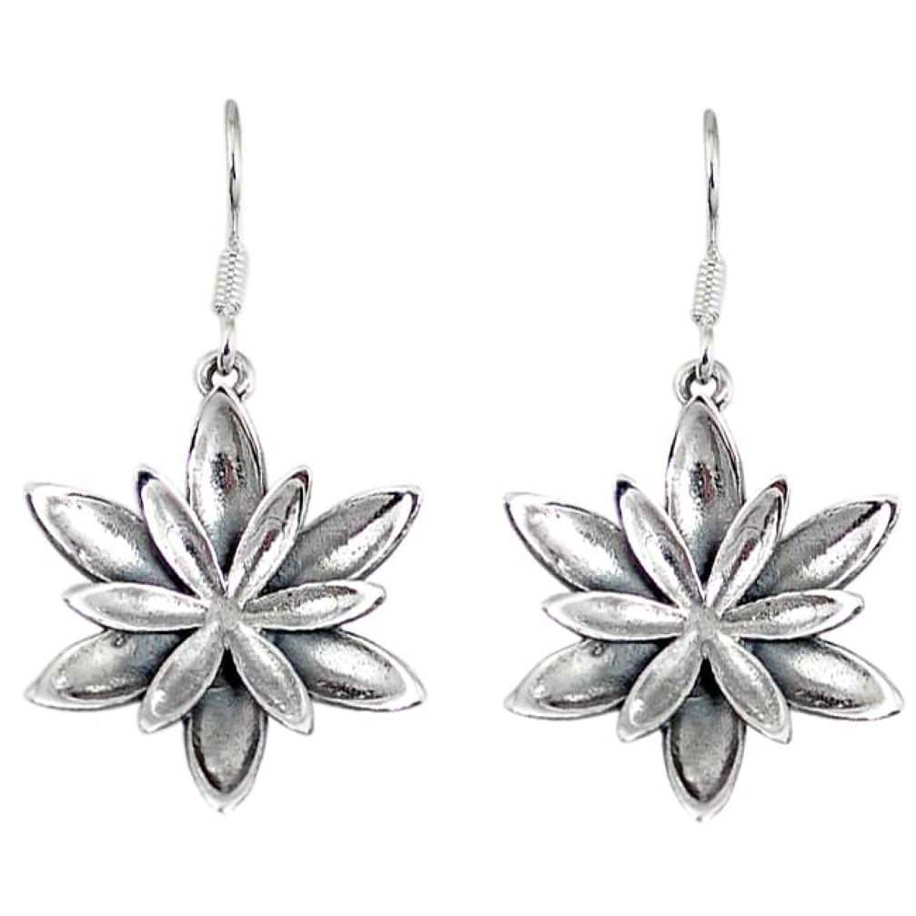 6.17gms indonesian bali style solid 925 sterling silver flower earrings p4088