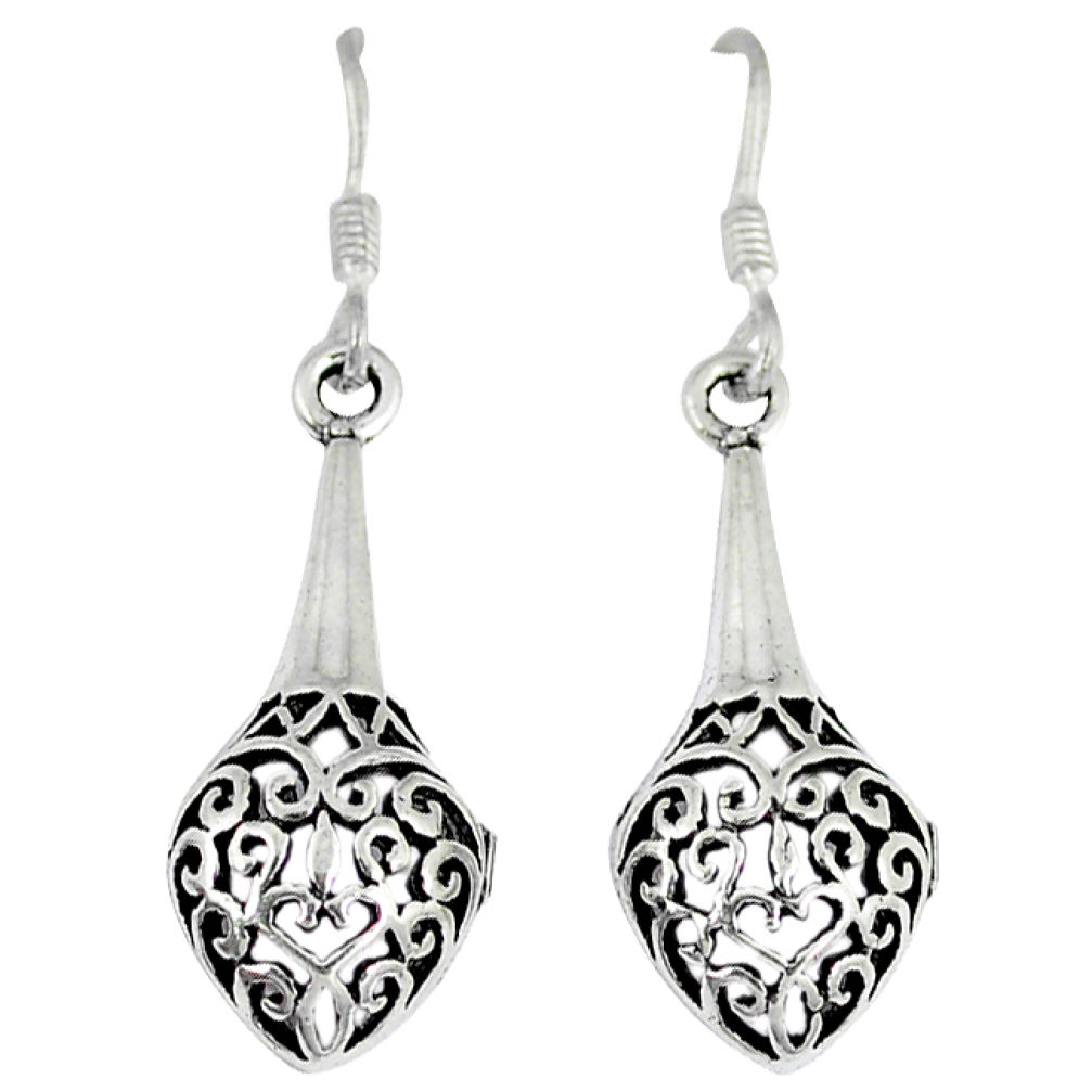 4.79gms indonesian bali style solid 925 sterling silver dangle earrings p4089