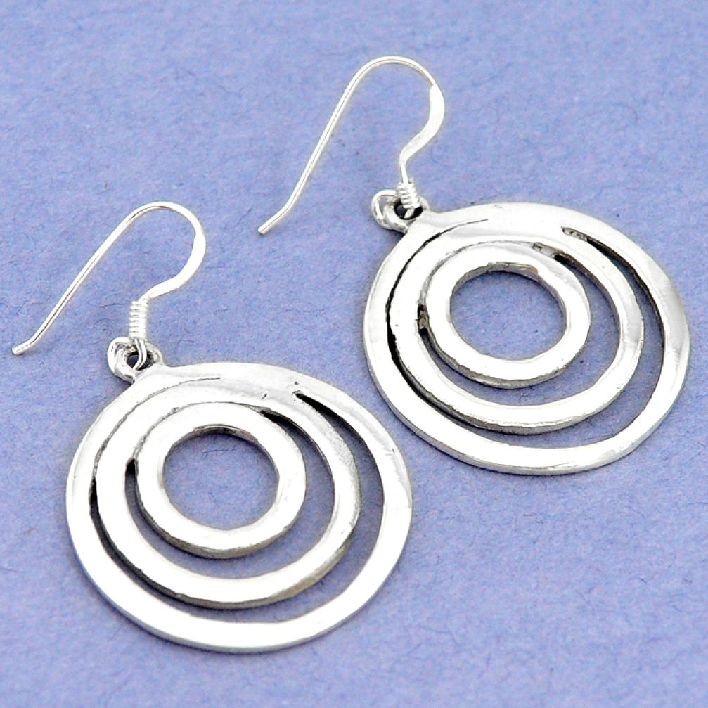 9.84gms indonesian bali style solid 925 sterling silver dangle earrings p4103