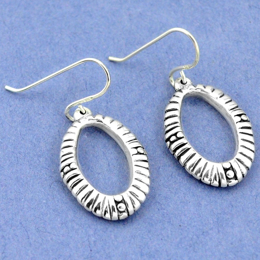 3.22gms indonesian bali style solid 925 sterling silver dangle earrings p4124