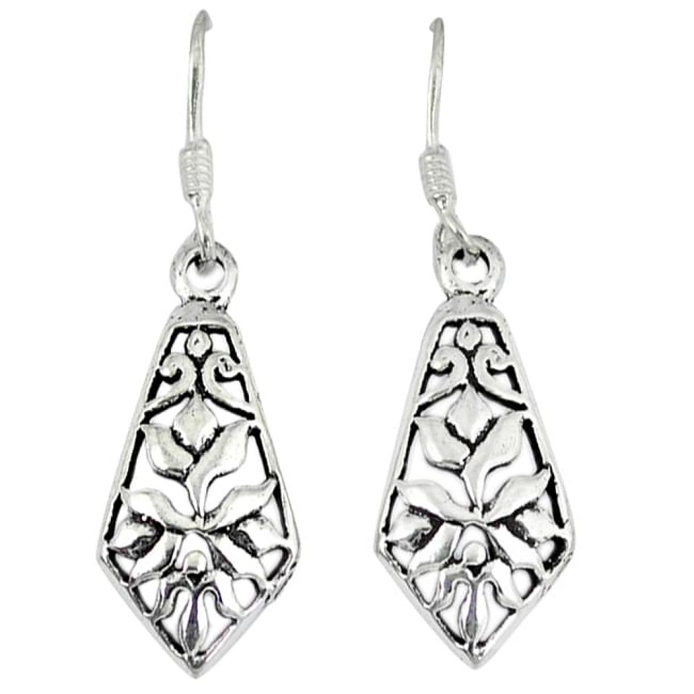 4.86gms indonesian bali style solid 925 sterling silver dangle earrings p4216