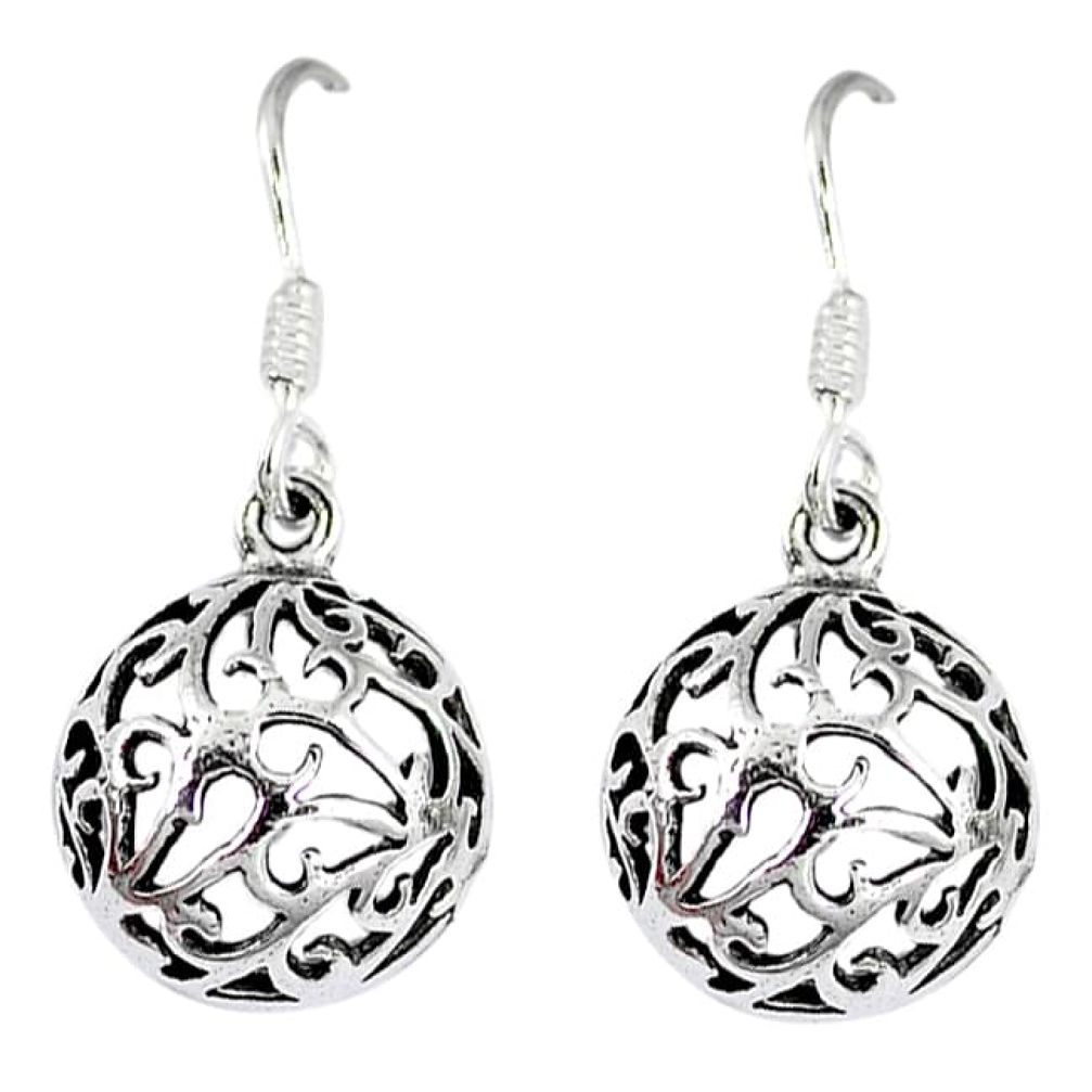 4.32gms indonesian bali style solid 925 sterling silver dangle earrings p4220