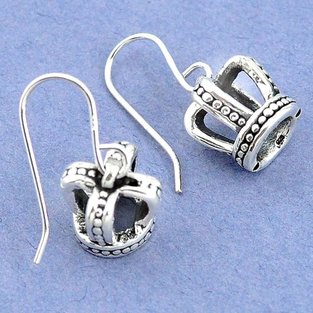 3.42gms indonesian bali style solid 925 sterling silver dangle earrings p4358