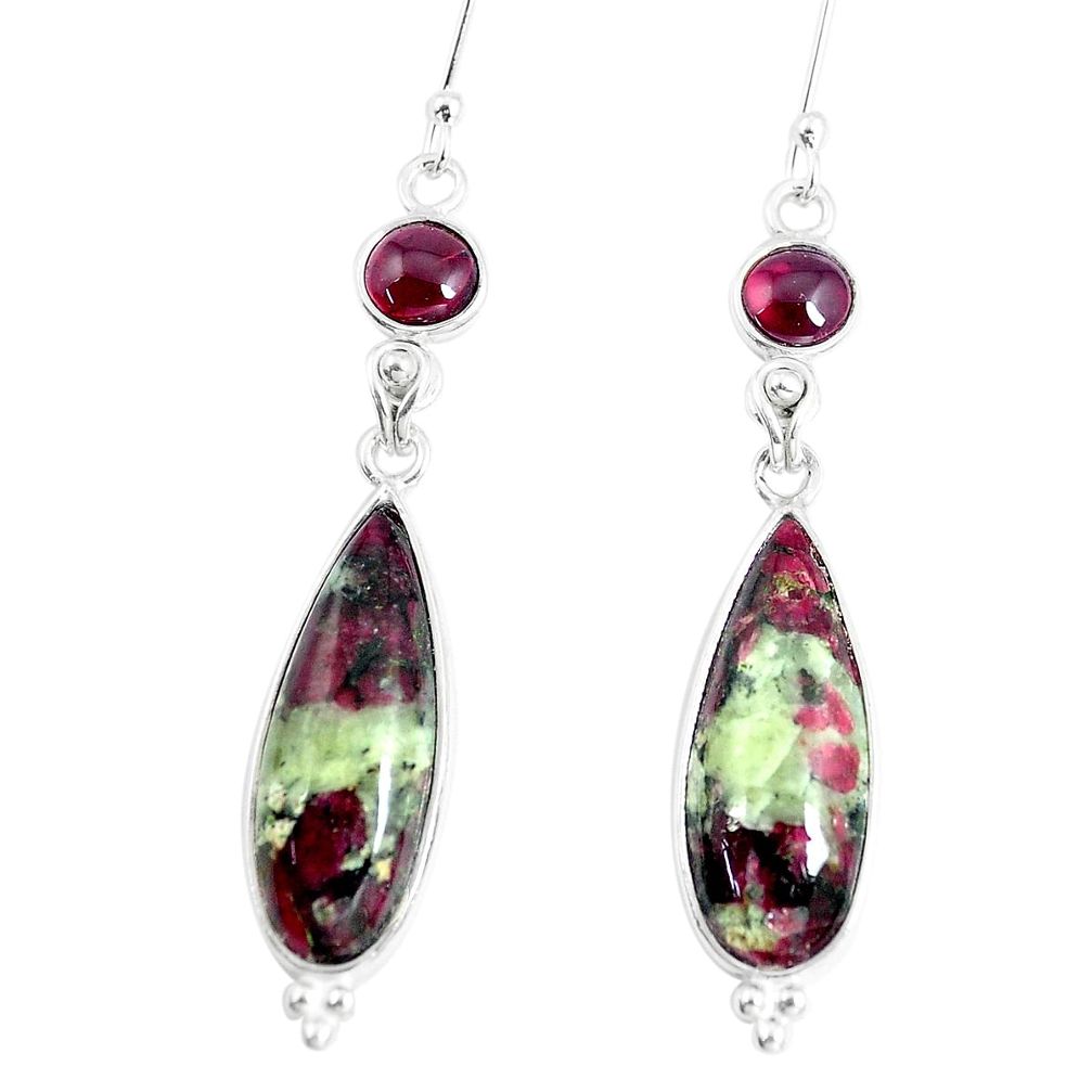 17.96cts natural pink eudialyte garnet 925 sterling silver dangle earrings p5469