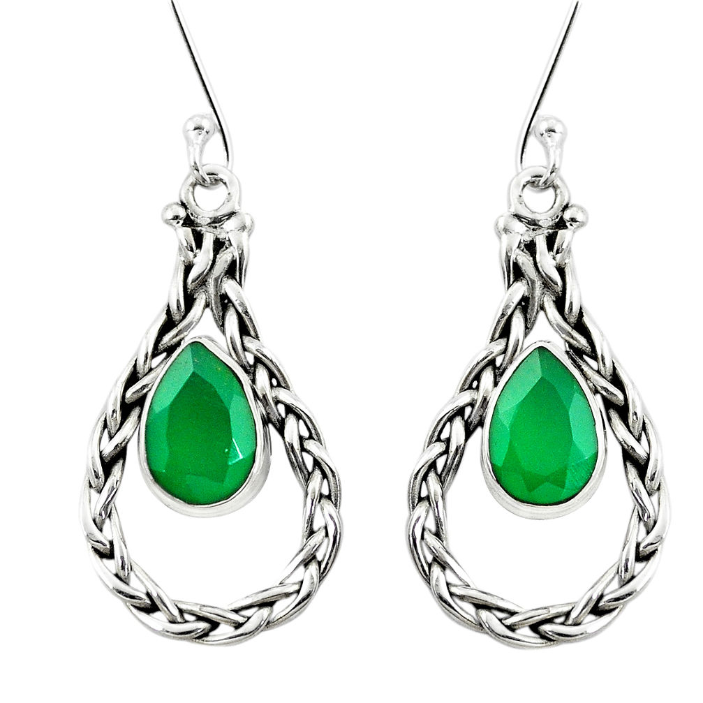 4.69cts natural green chalcedony 925 sterling silver dangle earrings p5785