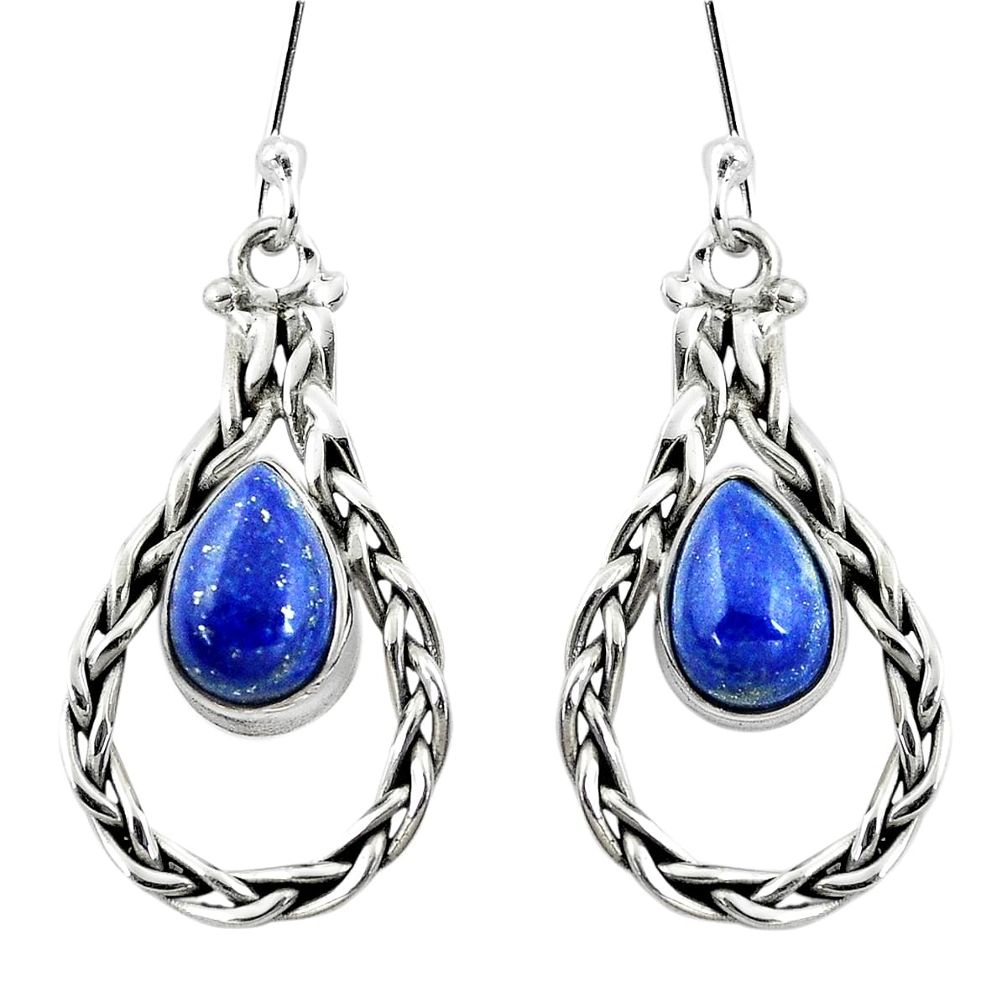 5.38cts natural blue lapis lazuli 925 sterling silver dangle earrings p5789