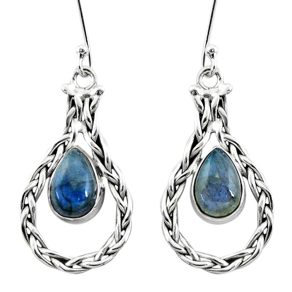 925 sterling silver 5.16cts natural blue labradorite dangle earrings p5791