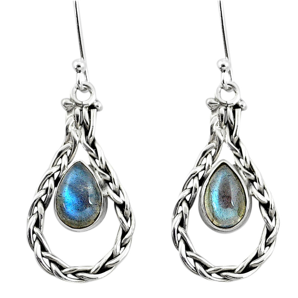 5.38cts natural blue labradorite 925 sterling silver dangle earrings p5795