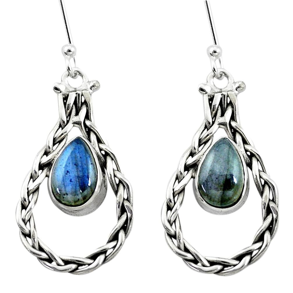 4.93cts natural blue labradorite 925 sterling silver dangle earrings p5796