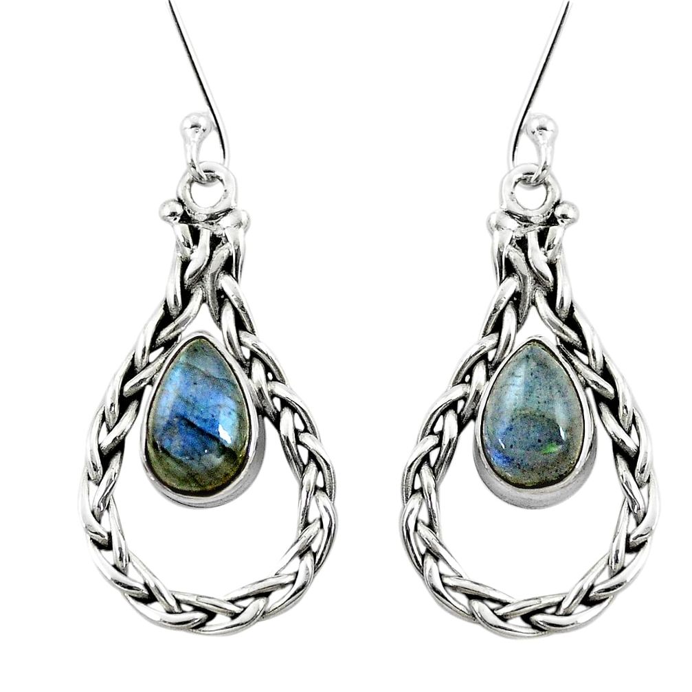 5.38cts natural blue labradorite 925 sterling silver dangle earrings p5797