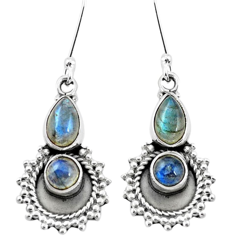 925 sterling silver 5.75cts natural blue labradorite dangle earrings p5813