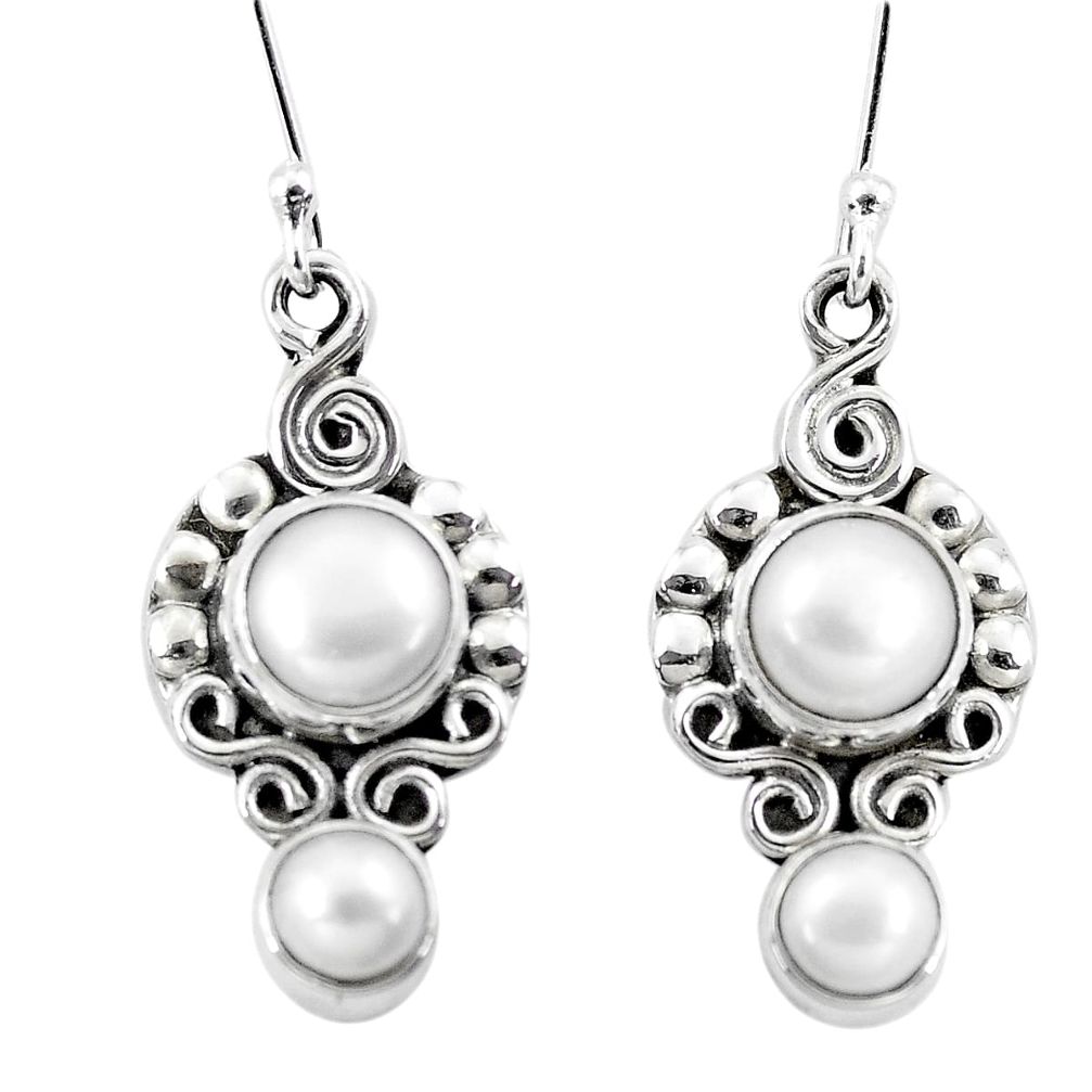 7.33cts natural white pearl 925 sterling silver dangle earrings jewelry p5822