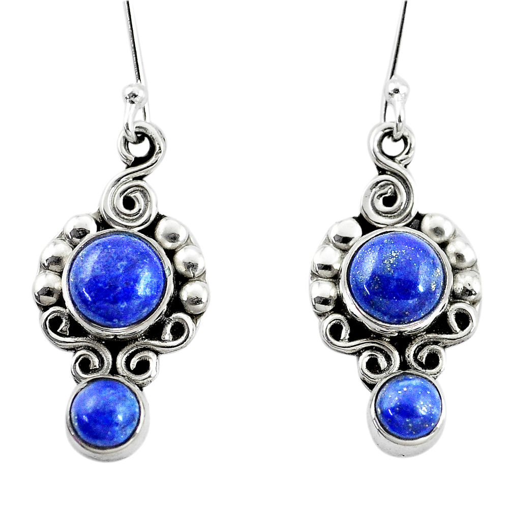 6.36cts natural blue lapis lazuli 925 sterling silver dangle earrings p5825