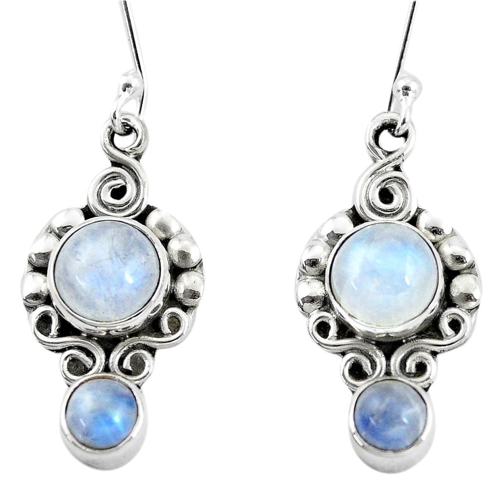 7.04cts natural rainbow moonstone 925 sterling silver dangle earrings p5833