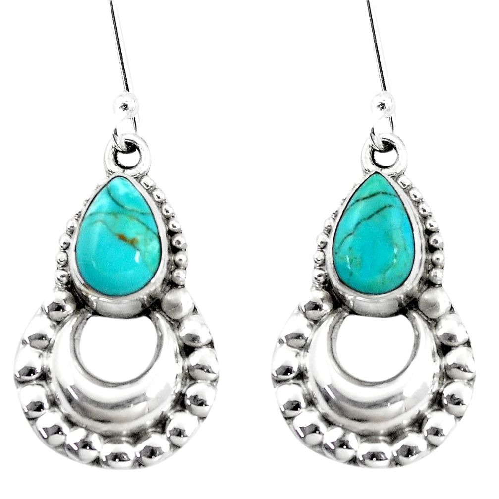 5.13cts green arizona mohave turquoise 925 sterling silver dangle earrings p5845