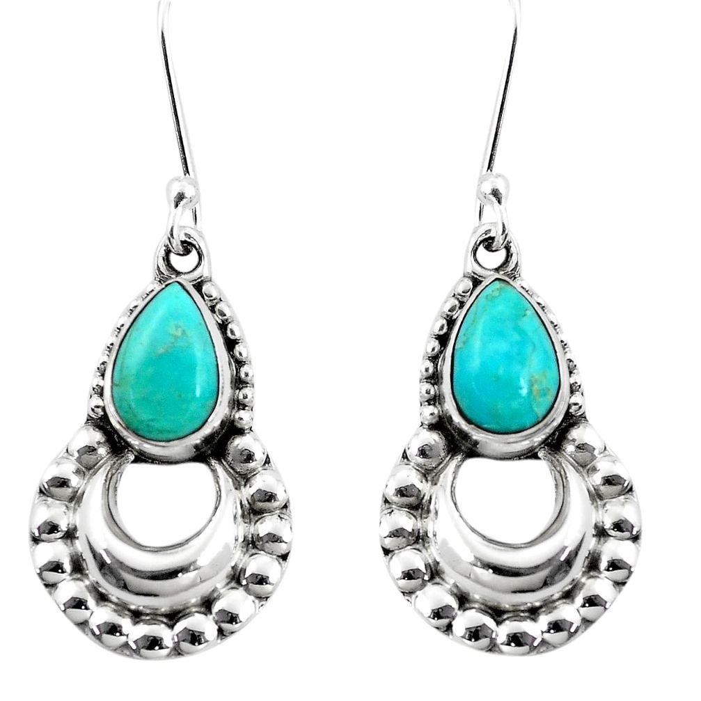5.07cts green arizona mohave turquoise 925 sterling silver dangle earrings p5846