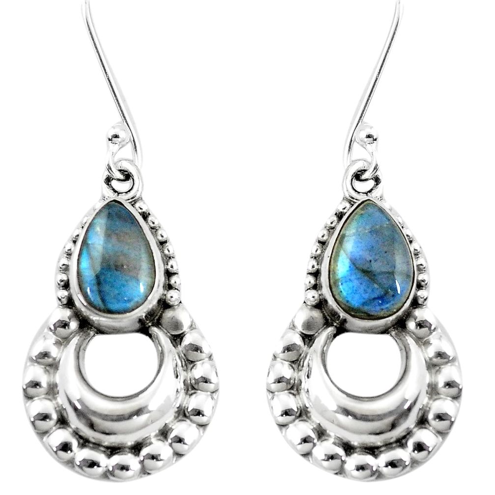 5.08cts natural blue labradorite 925 sterling silver dangle earrings p5852