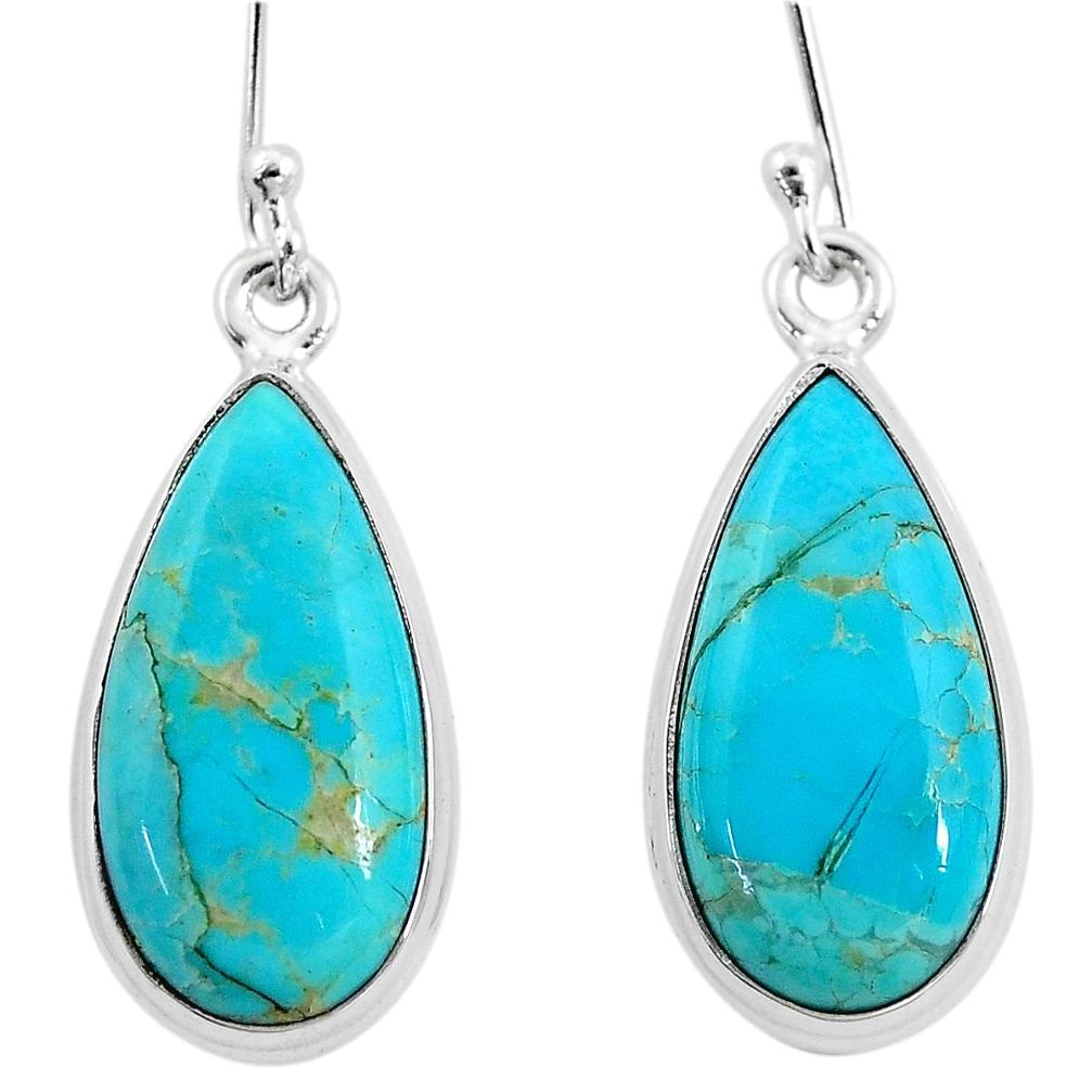 12.95cts green arizona mohave turquoise 925 silver dangle earrings p5890