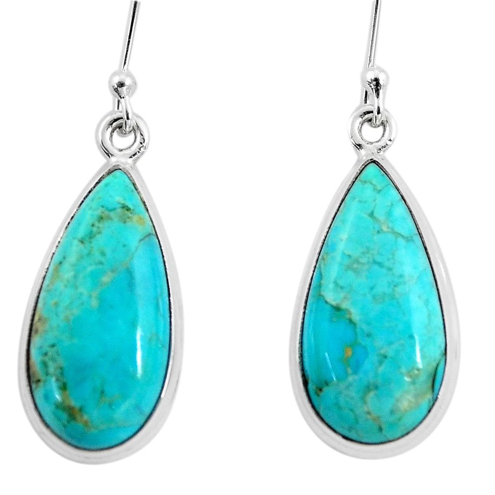 925 silver 13.06cts green arizona mohave turquoise dangle earrings p5895