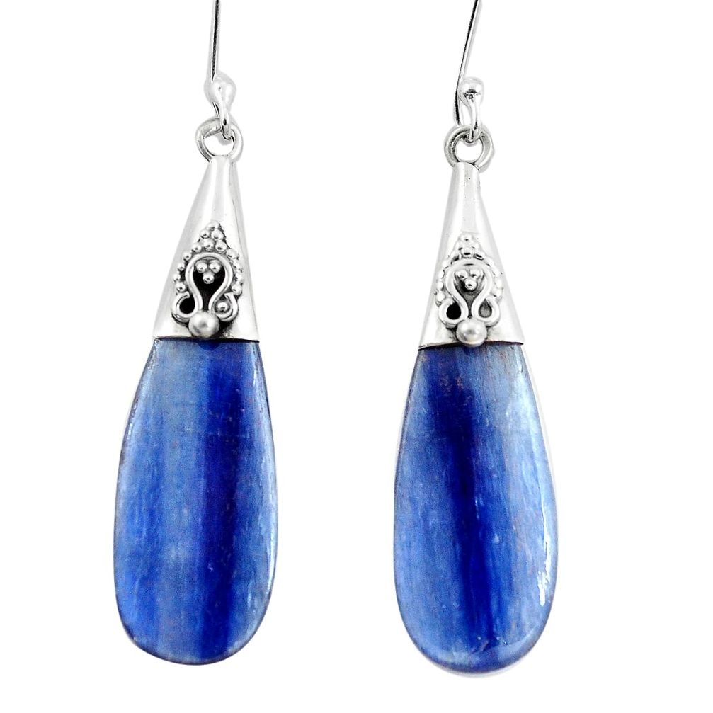 15.34cts natural blue kyanite 925 sterling silver dangle earrings jewelry p5901