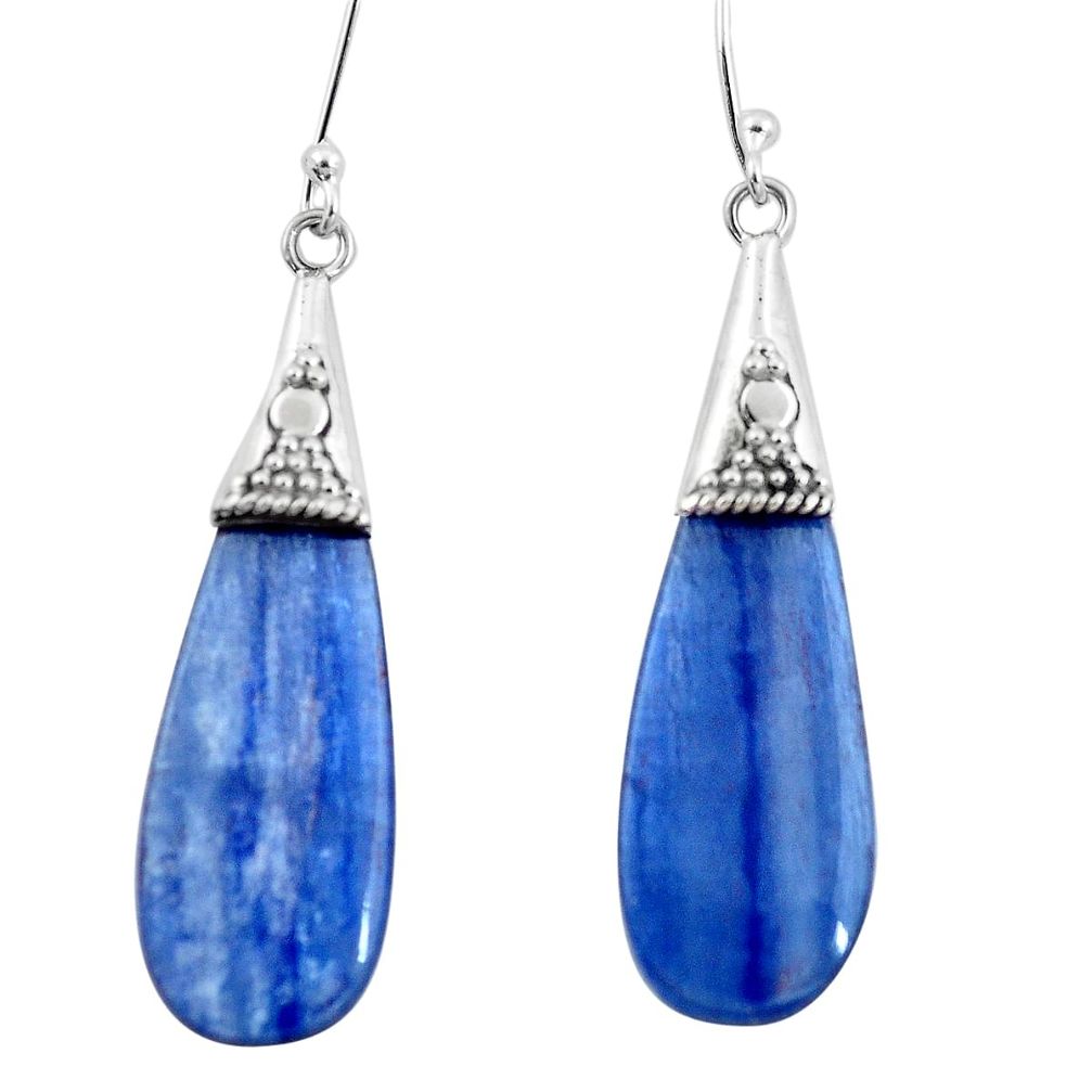 14.73cts natural blue kyanite 925 sterling silver dangle earrings jewelry p5903