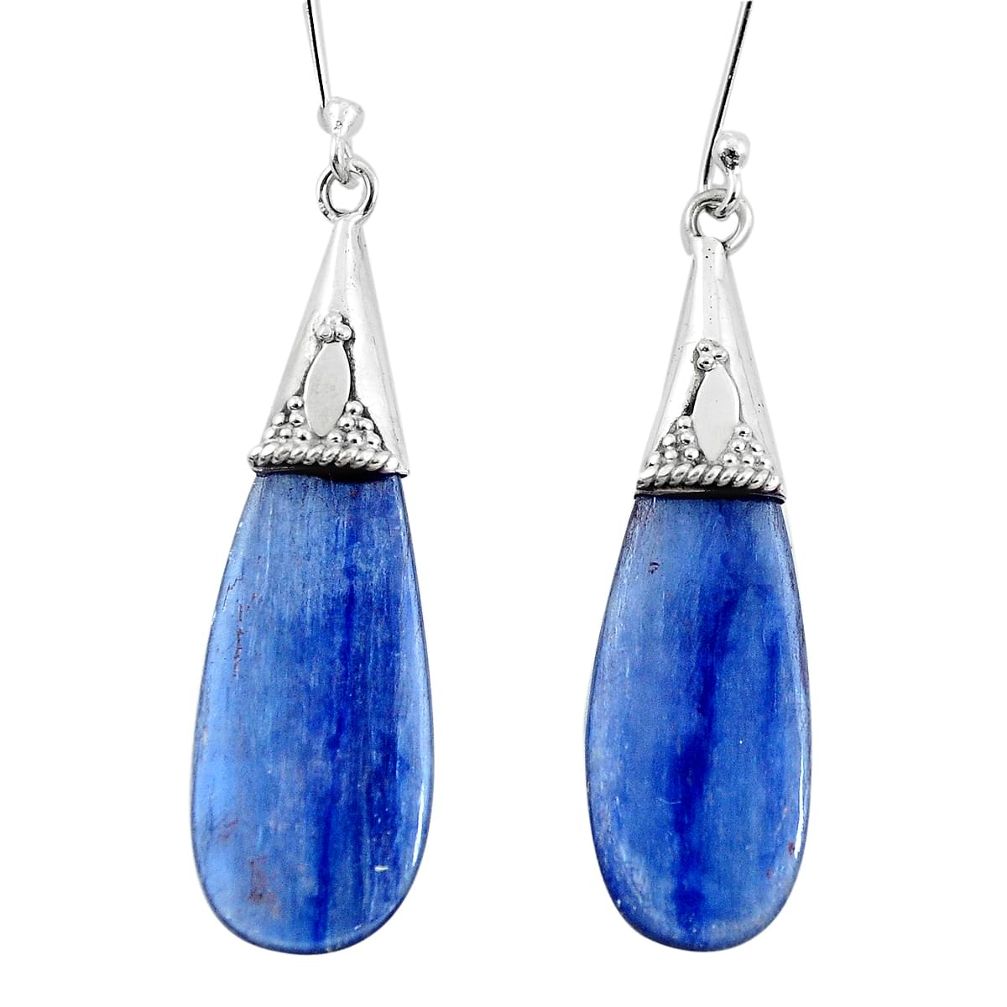 925 sterling silver 14.08cts natural blue kyanite dangle earrings jewelry p5904