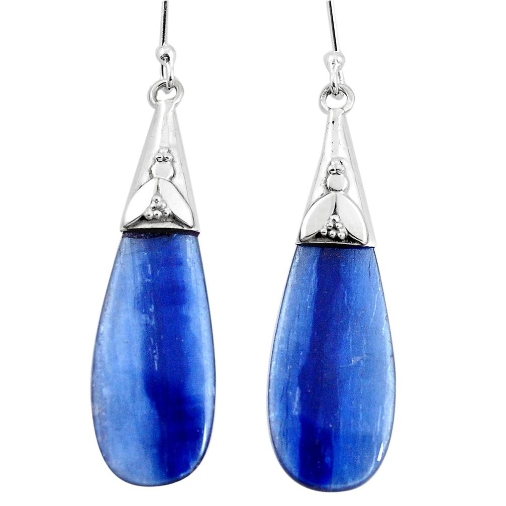14.67cts natural blue kyanite 925 sterling silver dangle earrings jewelry p5905