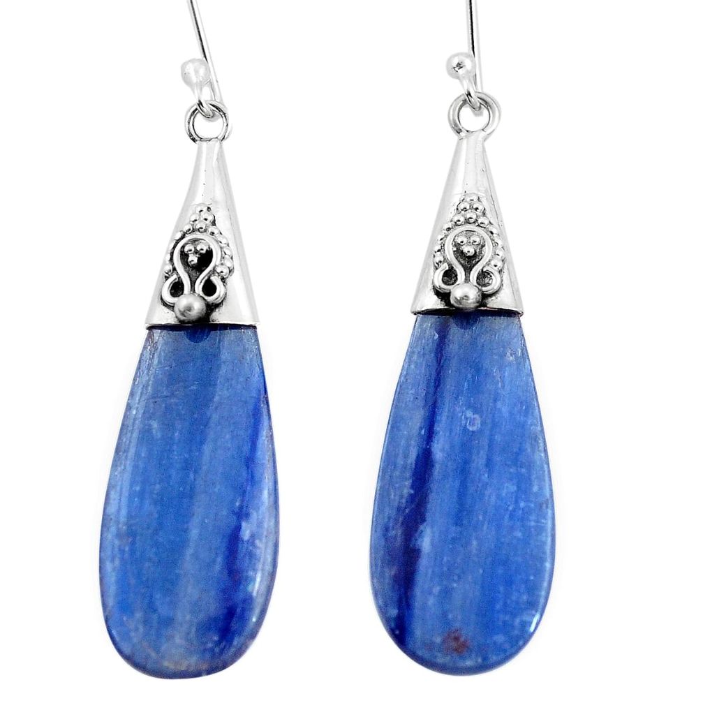 17.53cts natural blue kyanite 925 sterling silver dangle earrings jewelry p5906