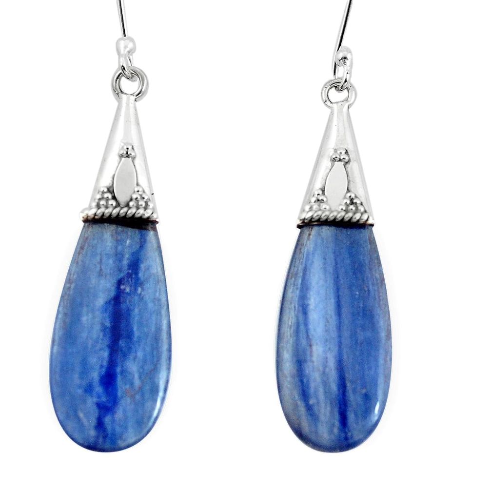 15.34cts natural blue kyanite 925 sterling silver dangle earrings jewelry p5907