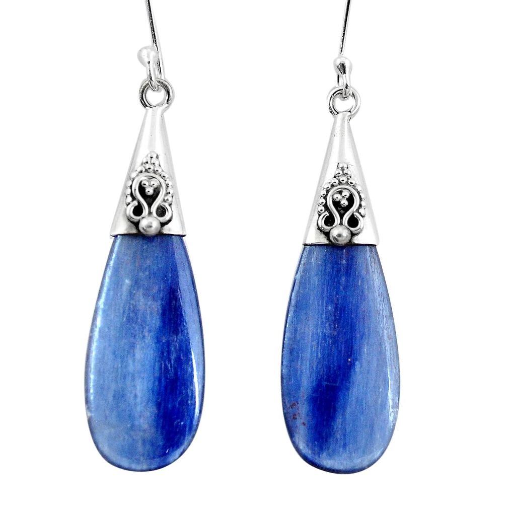 925 sterling silver 16.49cts natural blue kyanite dangle earrings jewelry p5908