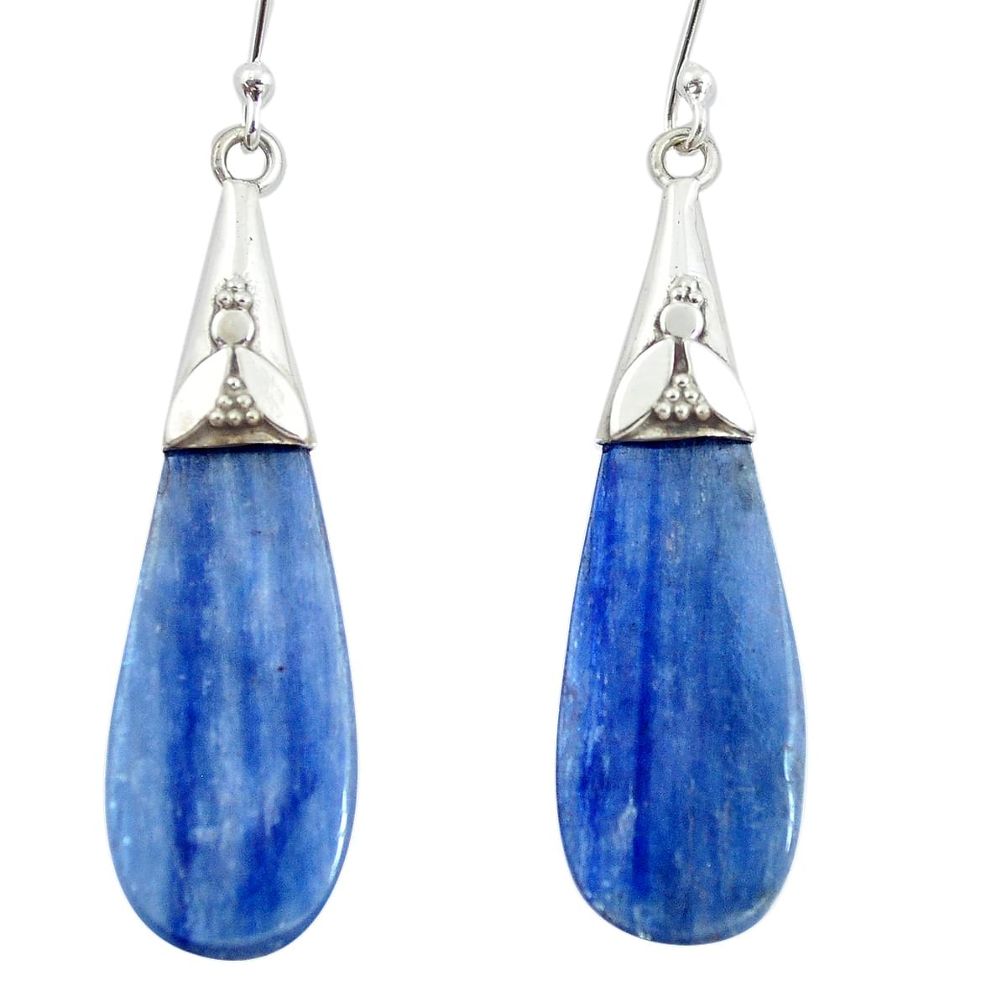 15.18cts natural blue kyanite 925 sterling silver dangle earrings jewelry p5919