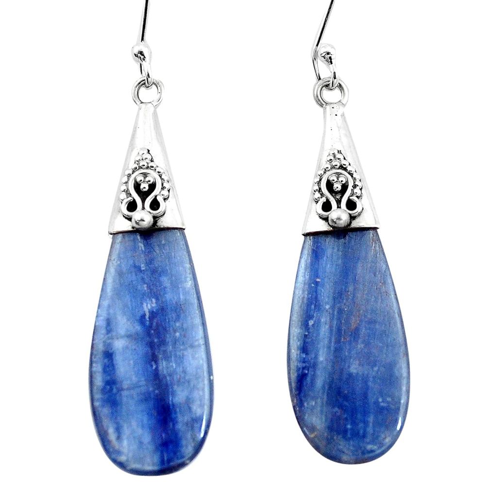 925 sterling silver 16.88cts natural blue kyanite dangle earrings jewelry p5920