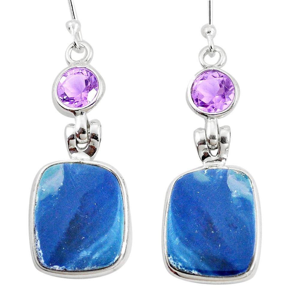7.25cts natural blue doublet opal australian amethyst 925 silver earrings p5944