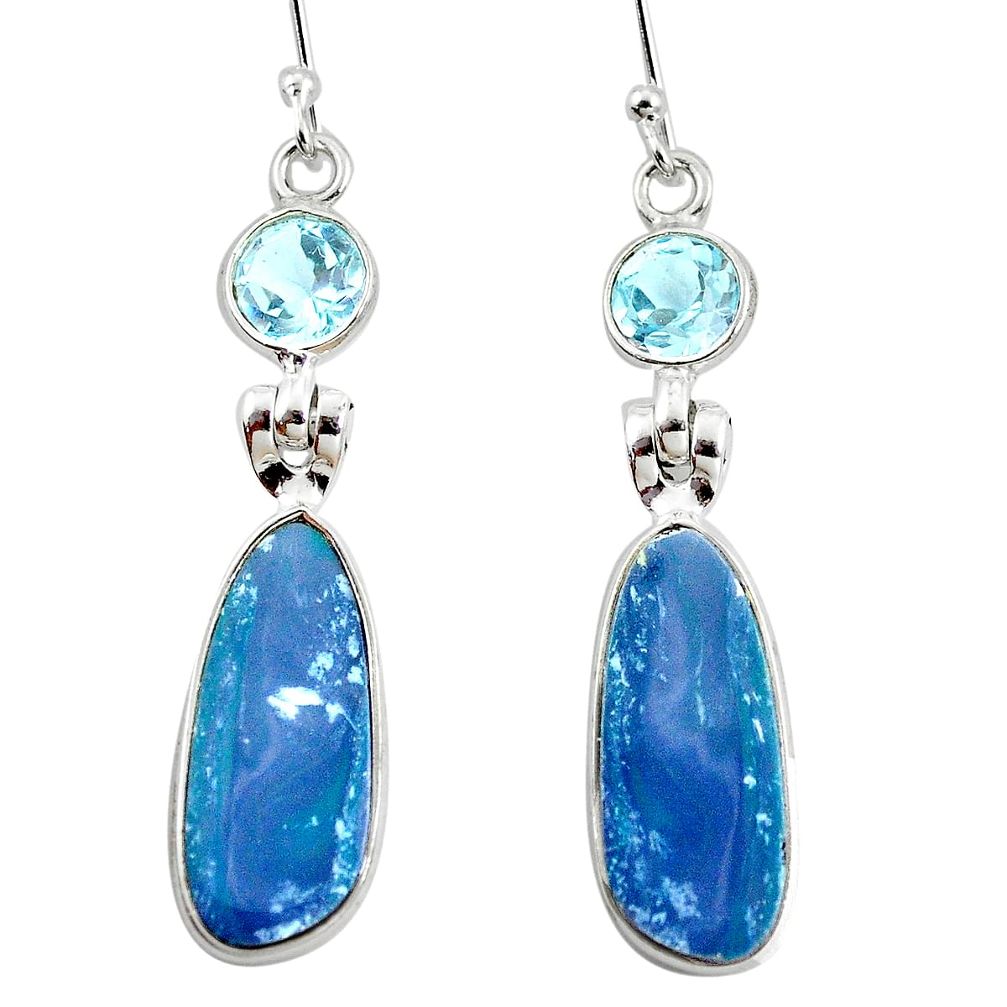 8.06cts natural blue doublet opal australian topaz 925 silver earrings p5957