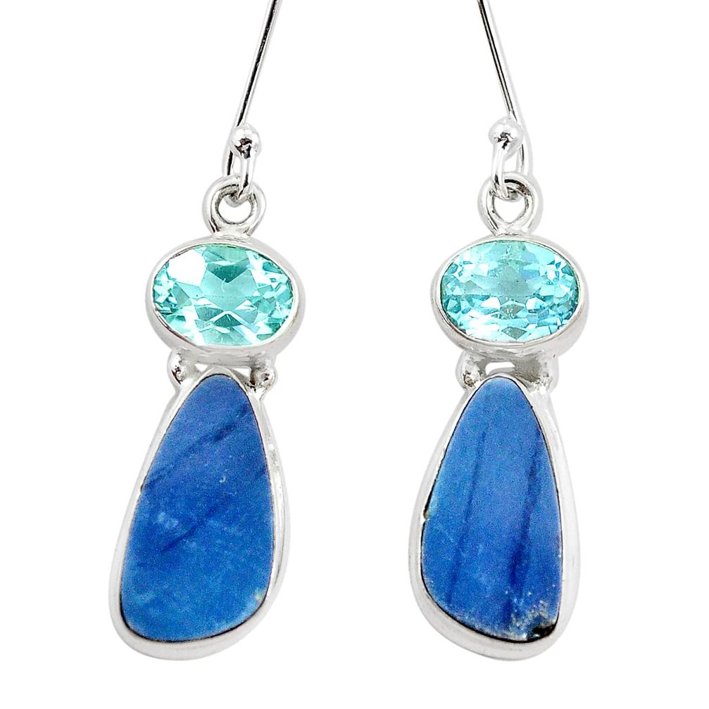 11.66cts natural blue doublet opal australian topaz 925 silver earrings p5972
