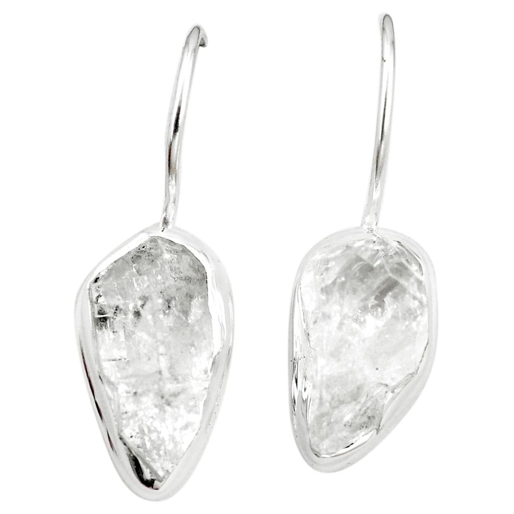 12.91cts natural white herkimer diamond 925 silver dangle earrings p6685