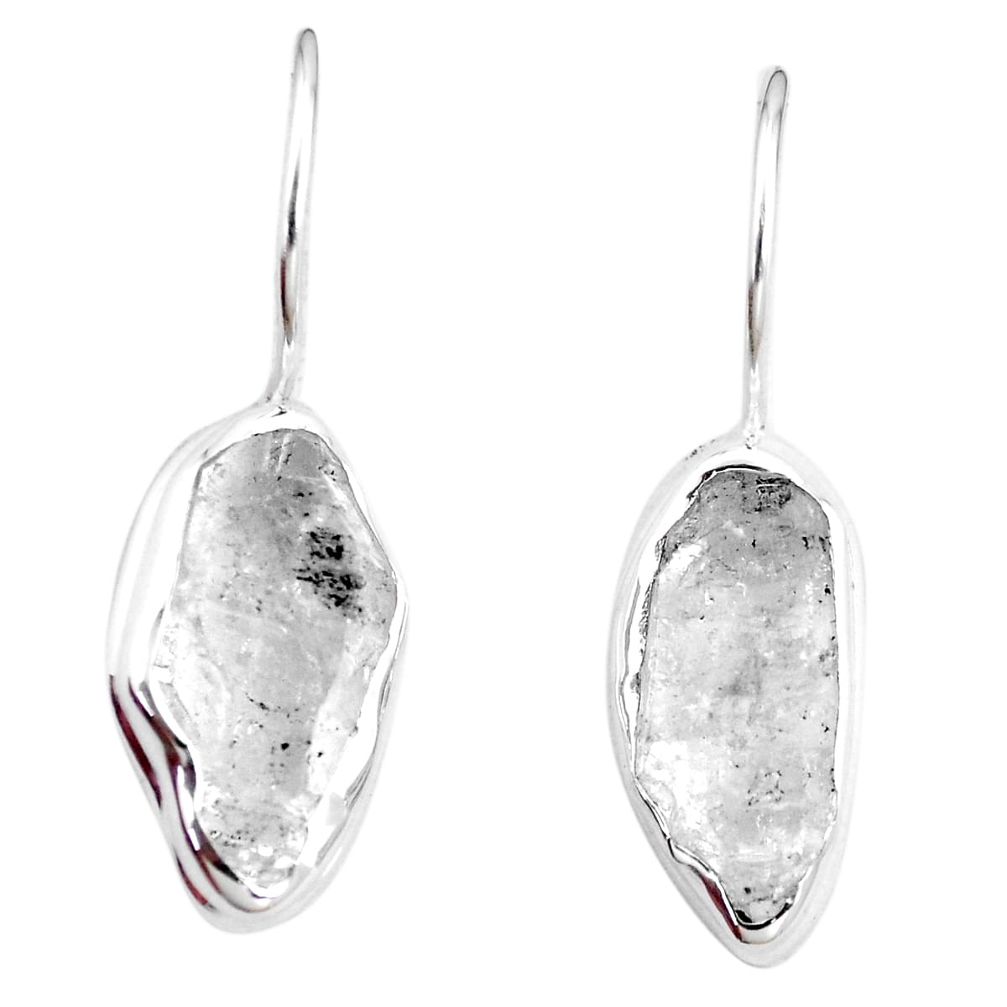 12.96cts natural white herkimer diamond 925 silver dangle earrings p6686