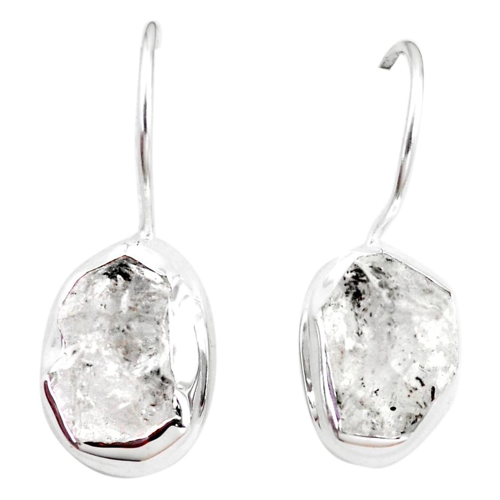12.03cts natural white herkimer diamond 925 silver dangle earrings p6687