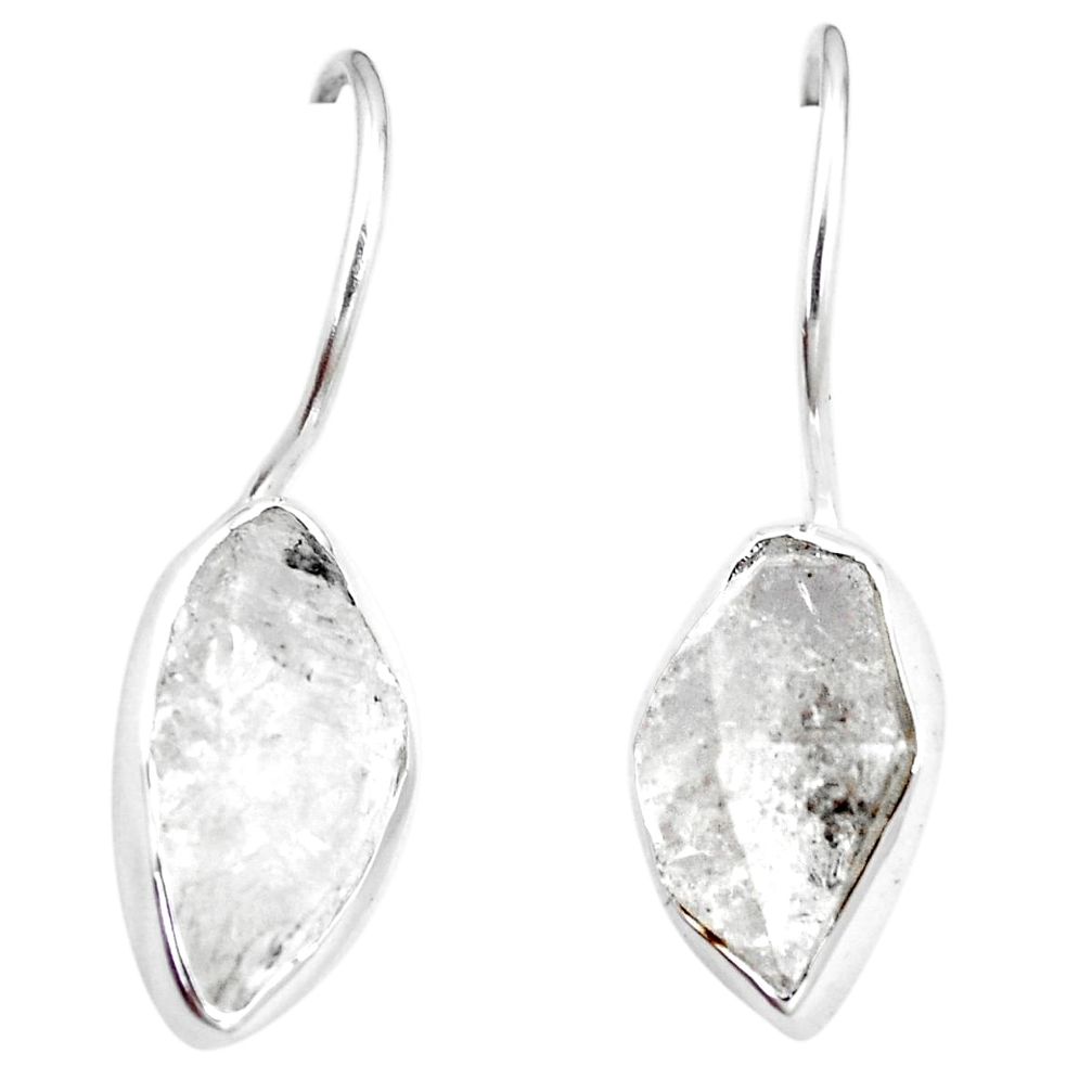 11.07cts natural white herkimer diamond 925 silver dangle earrings p6691