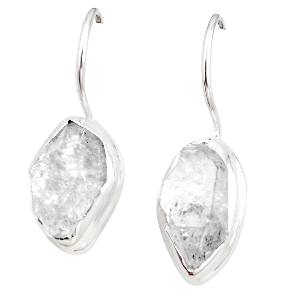 11.57cts natural white herkimer diamond 925 silver dangle earrings p6694