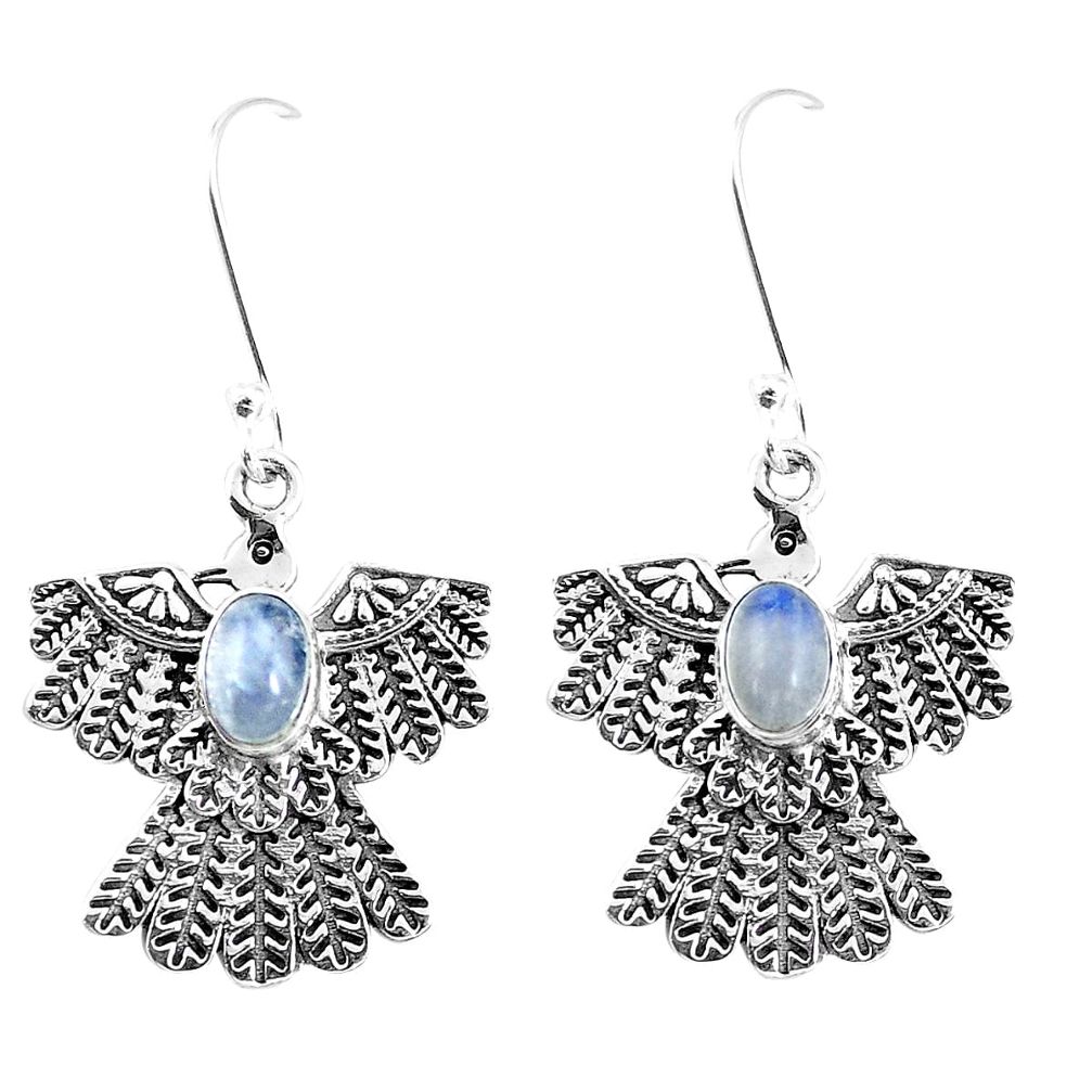 2.85cts natural blue labradorite 925 silver dangle eagle charm earrings p7365