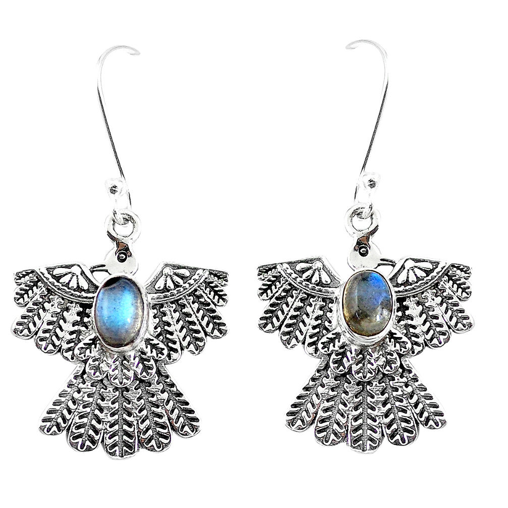 925 sterling silver 2.83cts natural blue labradorite eagle charm earrings p7366