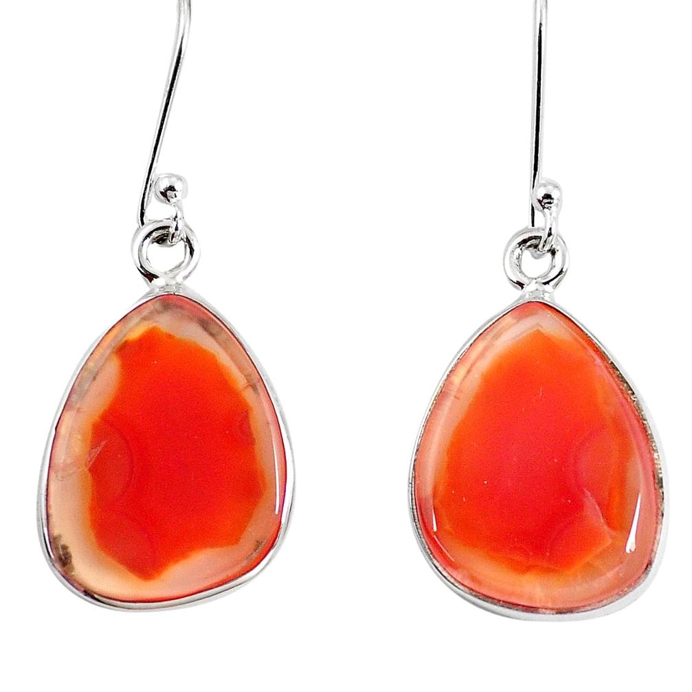 13.15cts natural orange botswana druzy agate 925 silver dangle earrings p8457